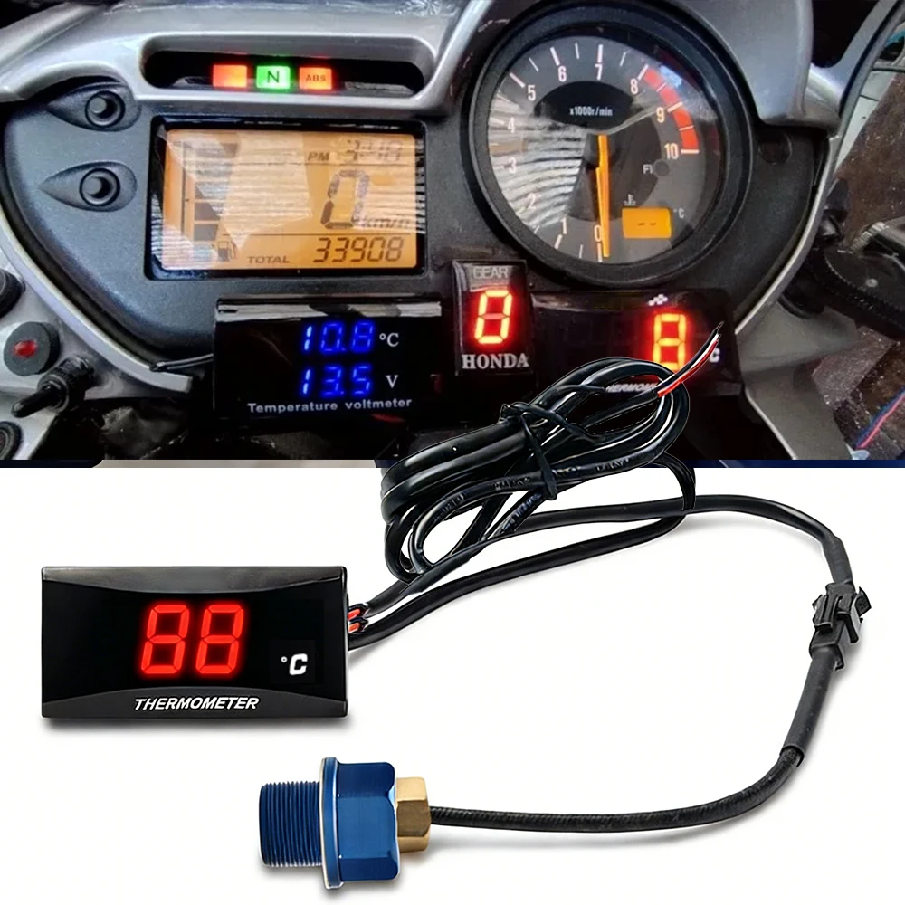 Red Motorcycle oil temperature gauge mini square digital instrument for nmax125 Universal Accessories thermometer