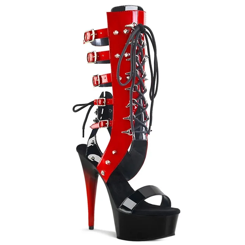 

2025 New Ladies Sandals Authentic Net Red Women's Shoes Fashion Show 15CM Stiletto Pole Cance Nightclub Boots High Quality