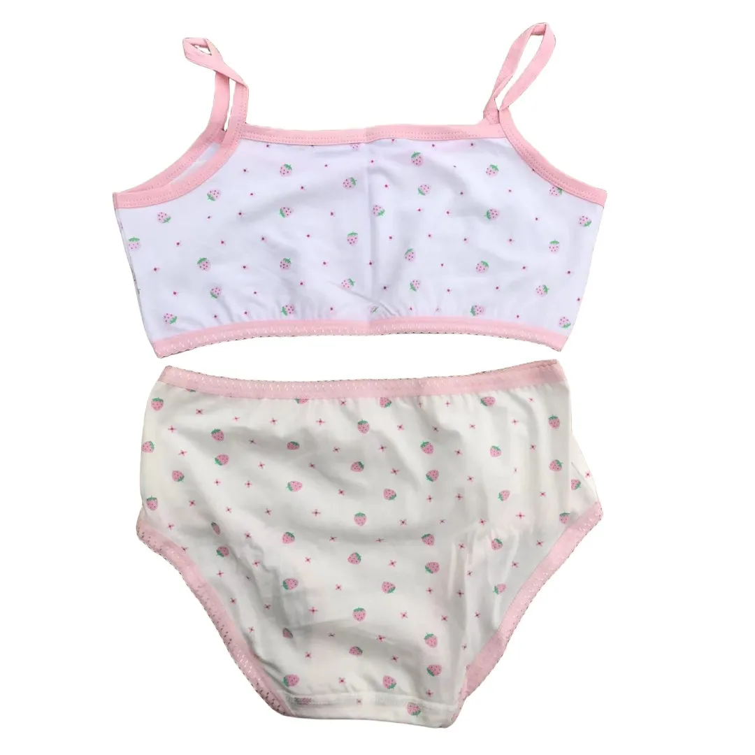 Mädchen-BH-Boxershorts-Set, niedliche Blumen-Erdbeer-Drucke, Teenager-Unterwäsche, Größe 130–160, große Mädchen-Unterwäsche, BH-Höschen-Set – Detail 21