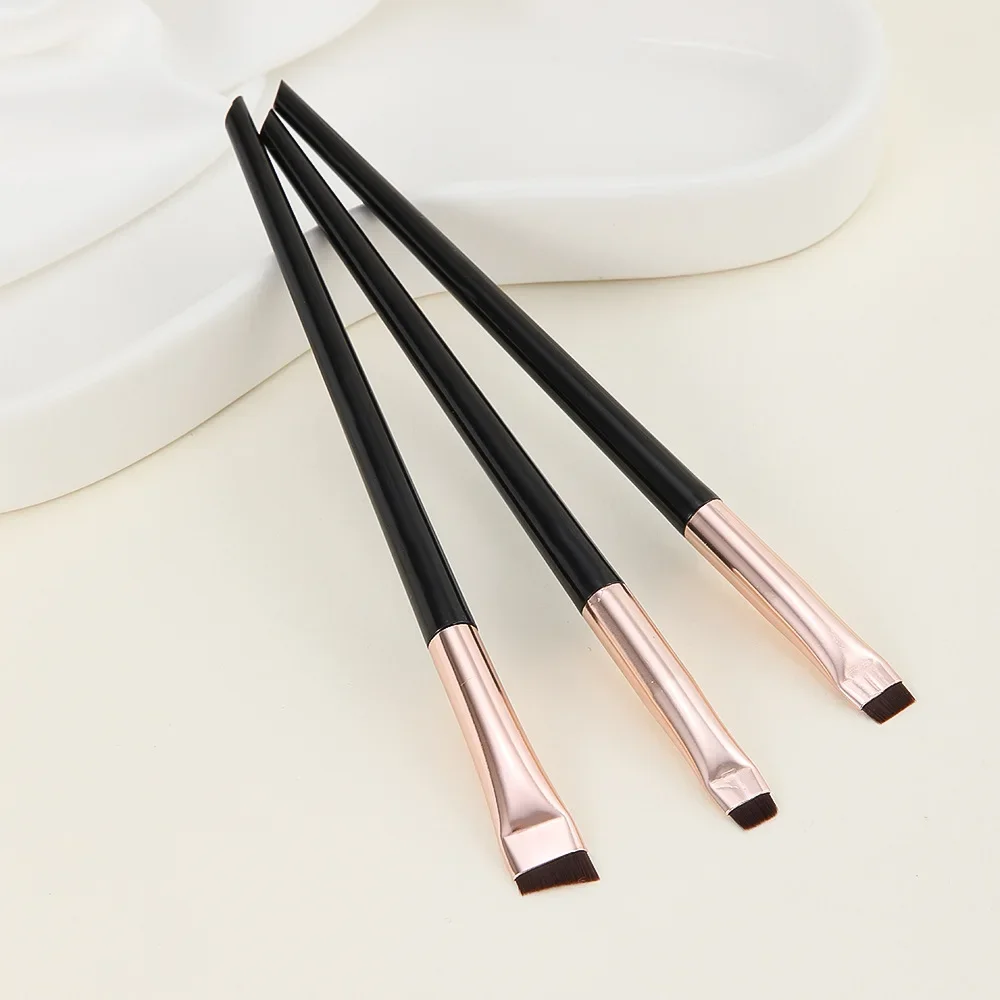 Pinceaux de maquillage pour eye-liner à lame ultra fine et plate, 3 pièces, tête oblique, ombre à barrage