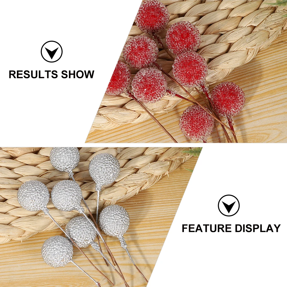 

300 Pcs Berry Stems Bright Colors Foam Fruit Simulated Berry Flower Home Christmas Art Craft Photo Props