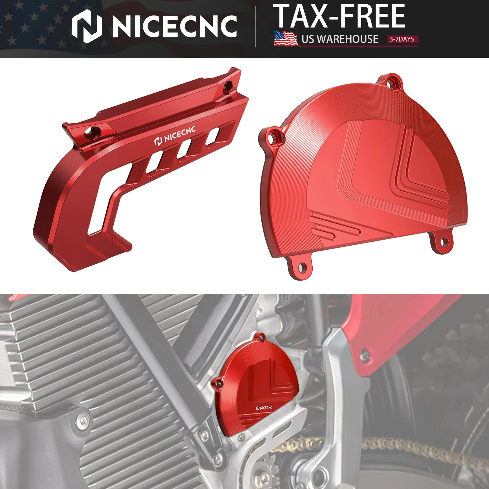 

NICECNC For 2025 2024 Stark Varg EX Left Large Motor Cover Sprocket Cover Chain Guard Kit For STARK VARG MX Electric Dirt Bike