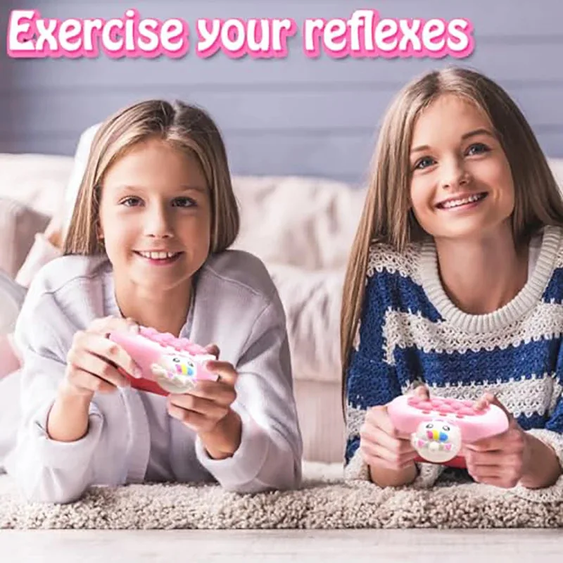 퀵 푸시 팝 피젯 토이, 라이트업 피젯 토이 전기 팝 버블 게임 컨트롤러 휴대용 장난감 어린이 여자아이 생일 선물