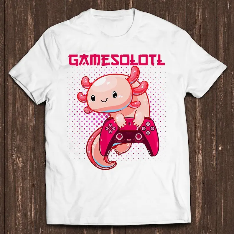 Gamer Axolotl Lover Cute Axolotls Online Gaming Style Design Classic Retro Film Gamer Meme Movie Music Cool Gift Tee T Shirt C15