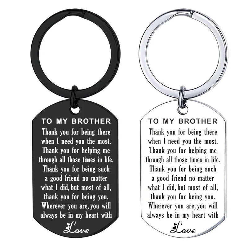 To My Brother Keychain Inspirational Family Gifts Keychain Sweet 16th 18th Birthday Graduation Gift For Teen Boys