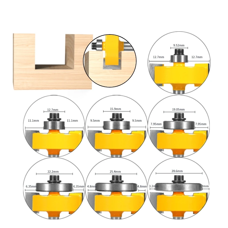 YUSUN  T Type Sloting Bit Rabbeting With 6 Bearing Sets Router Bit Woodworking Milling Cutter For Wood Bit Face Mill