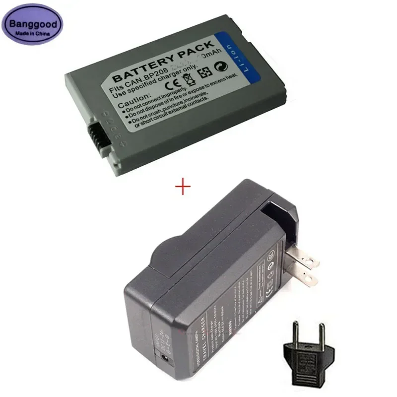 7.4V 850mAh BP-208 BP208 Camera Camcorder Battery + AC Charger for Canon DC10 DC20 DC50 DC201 DC210 DC211 DC220 DC230 100 FVM300