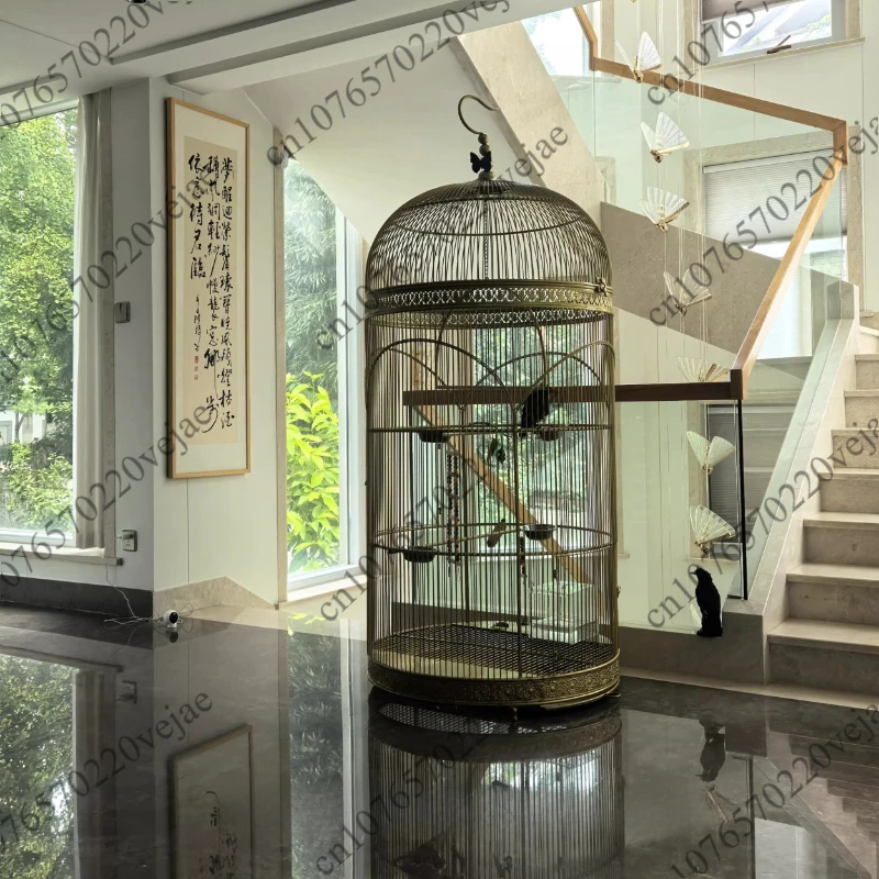 Extra Large iron Cylindrical Bird Cages Japanese retro Cage Birds Budgie Canary Birds courtyard outdoor Parrot Large Villa Cage
