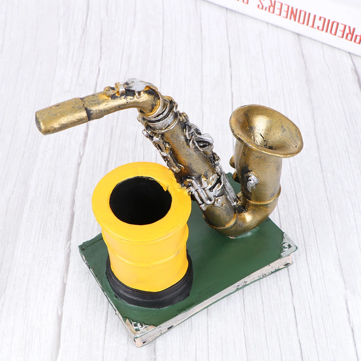 1 قطعة حامل فرشاة للمكياج الساكسفون تصميم الرجعية فرشاة حالة سطح المكتب القلم المنظم هدية أداة زخرفة حامل