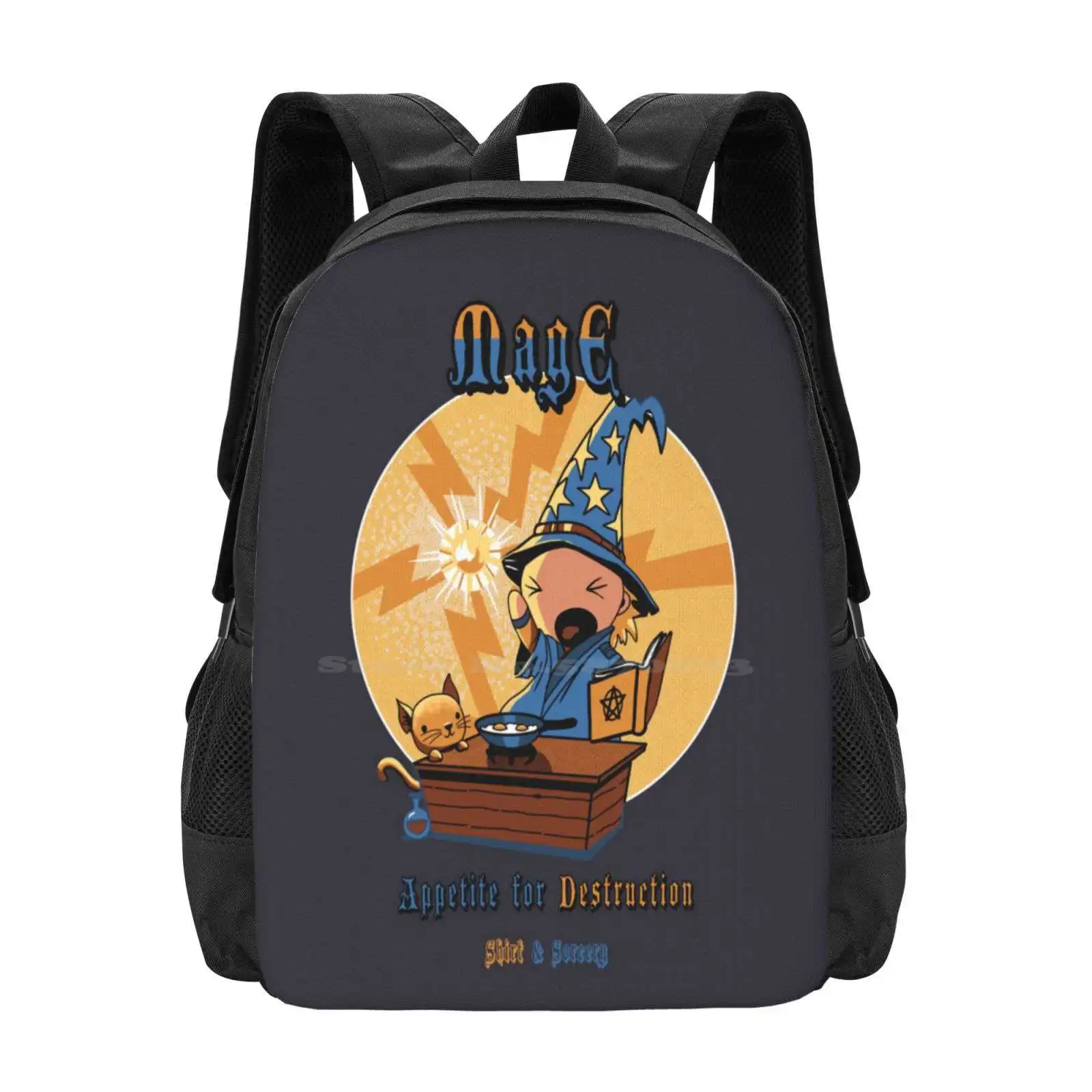 Mage Rpg Class Hot Sale Schoolbag Backpack Fashion Bags Mage Enchanter Rpg Class And Dragons Fireball Magic Character