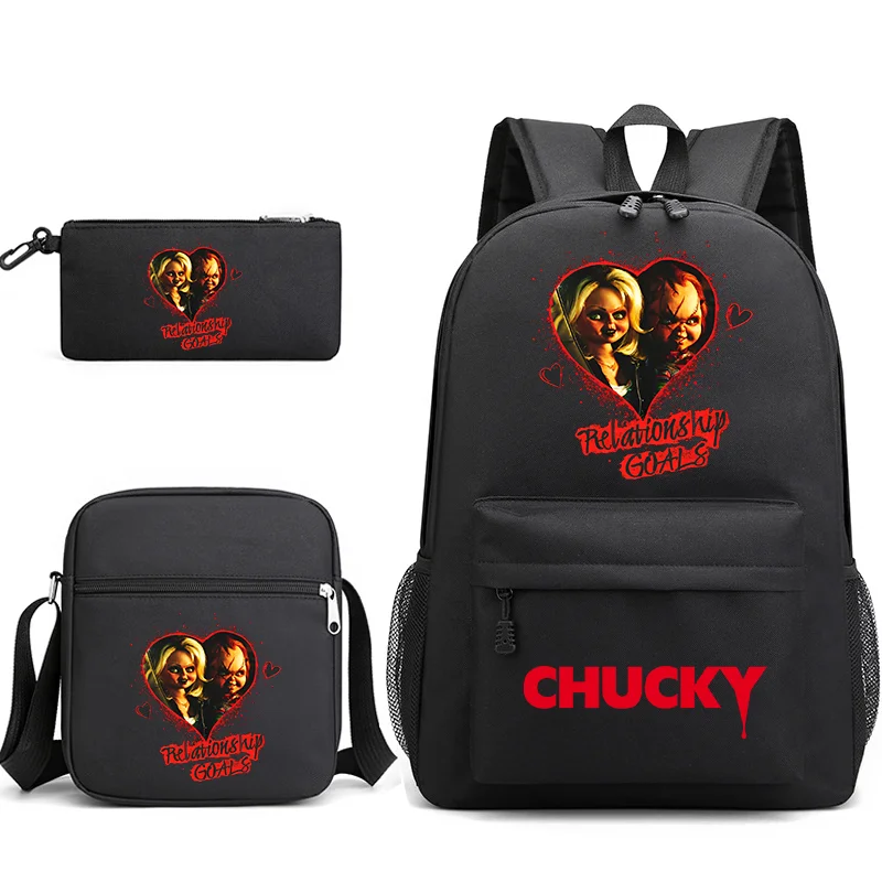 3pcs Child\'s Play Chucky Bookbag Kids Backpack Boys Girls School bags Shoulder Bag Set Daily Backpacks Mochilas