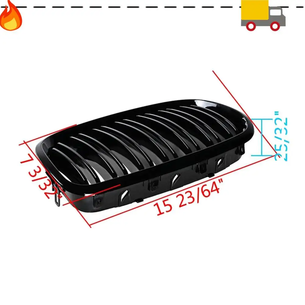 

2Pcs Glossy Black Car Front Kidney Grille Grill For-BMW X5 E70 2007-2013 X6 E71 2008-2014
