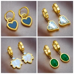 LAMENGLY 316L Stainless Steel Heart Eye Butterfly Charm Earrings For Women Girl New Fashion Ear Buckle Non-fading Jewelry Gift