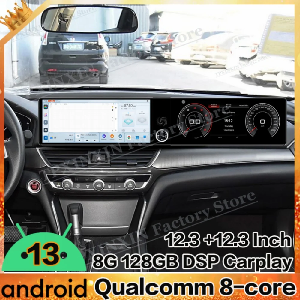 

Интерakcja с двойным экраном Android для Honda Inspire Accord 2018 ~ 2022 Мультимедийная GPS-навигация Автомобильный радиоприемник Стереоприемник Головное устройство