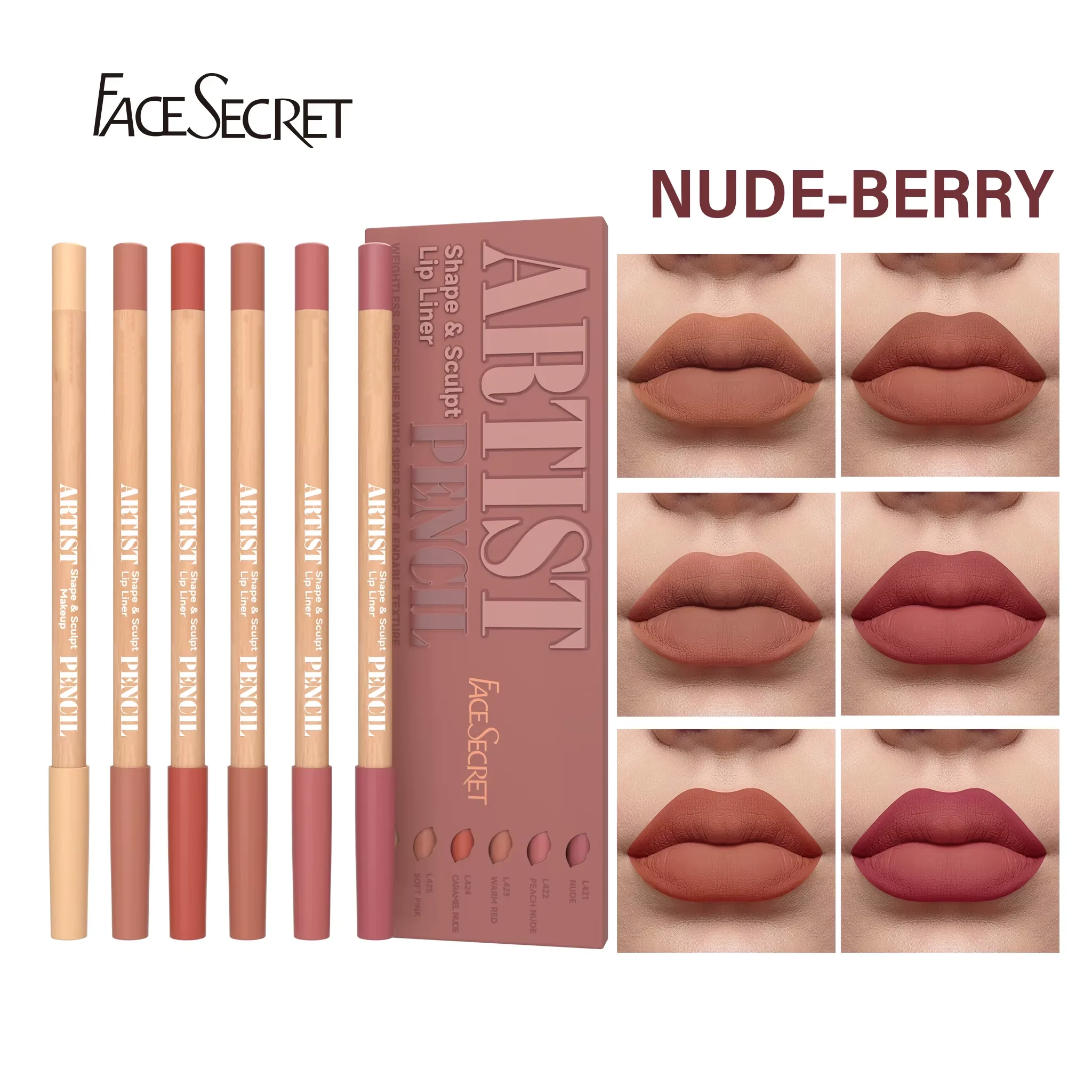 6-teiliges samtmattes Lipliner-Set – langanhaltende, vielseitige Farbtöne, langanhaltendes Lippen-Make-up, Beere, braun, rosa Lippenstift – Detail 6