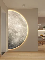 Remote Control Dimming Wall Painting Lamp Creative Minimalist Living Room Background Wall Decor LED Moon Painting Wall Lights