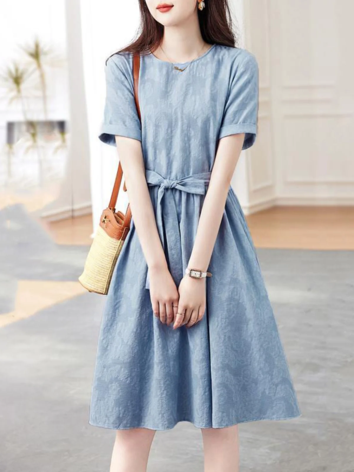 vestido-largo-holgado-de-algodon-y-lino-con-cuello-redondo-y-manga-corta-nuevo-estilo-de-verano-para-mujer-vestido-artistico-de-color-puro-con-bolsillo