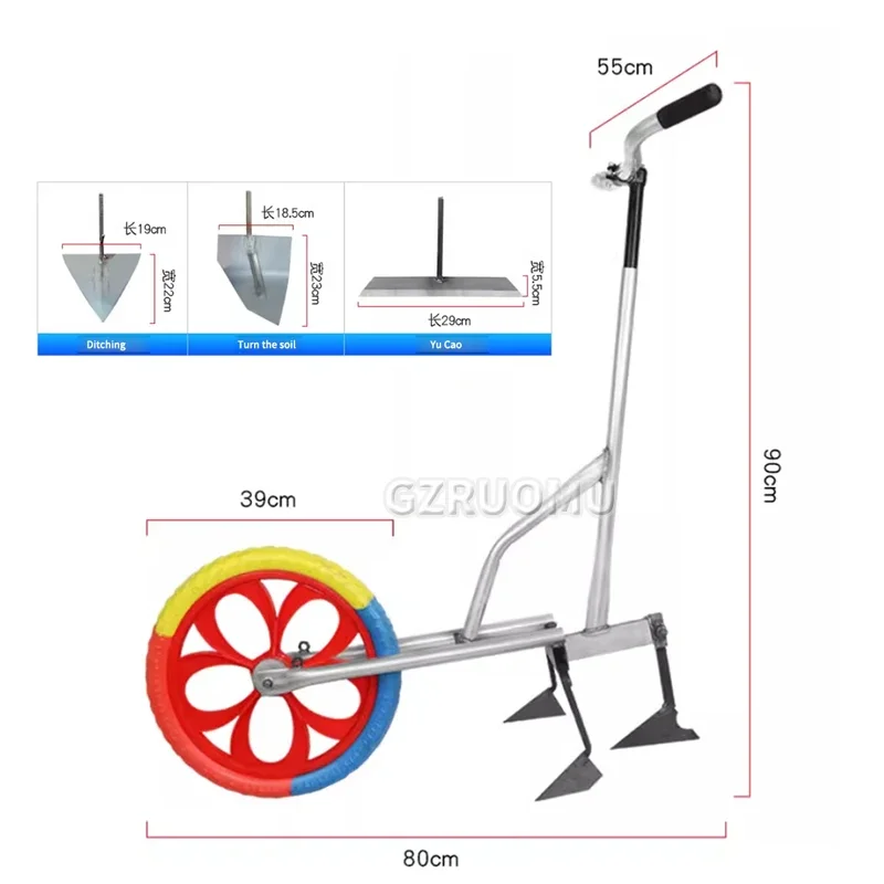 Arado de tracción manual Micro cultivador Arado Abertura y rallado Máquina integrada Arado y aflojamiento del suelo para uso agrícola