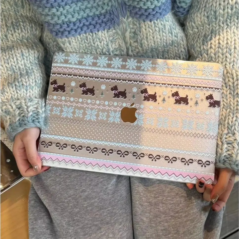 

Knitted Puppy Dog Crystal Laptop Case For Macbook Air 13.6 M4 NEO 15 M3 Hard Cover For Mac Book Pro 13 M1 M2 14 M4 M5 16 Cover
