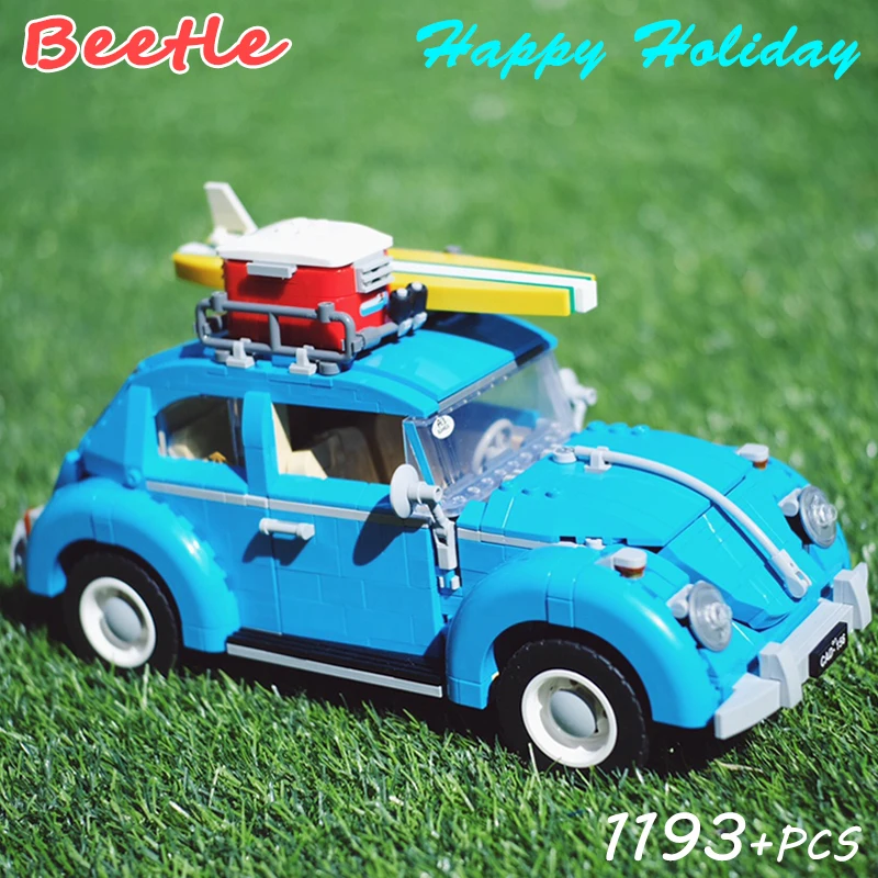 1167PCS Technical Blue Beetle Camper Car Building Blocks Model Creative Vehicle MOC 10252 Sets Toys Bricks For Kids Adults Gifts