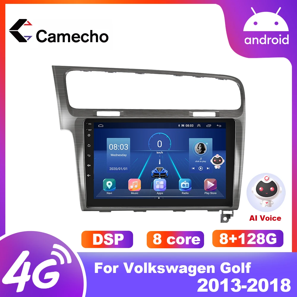

Camecho 10.1 inch 2 din Android 8GB Car radio Multimedia Player For Volkswagen Golf 7 2013-2018 GPS 4G Navigation 2din Audio