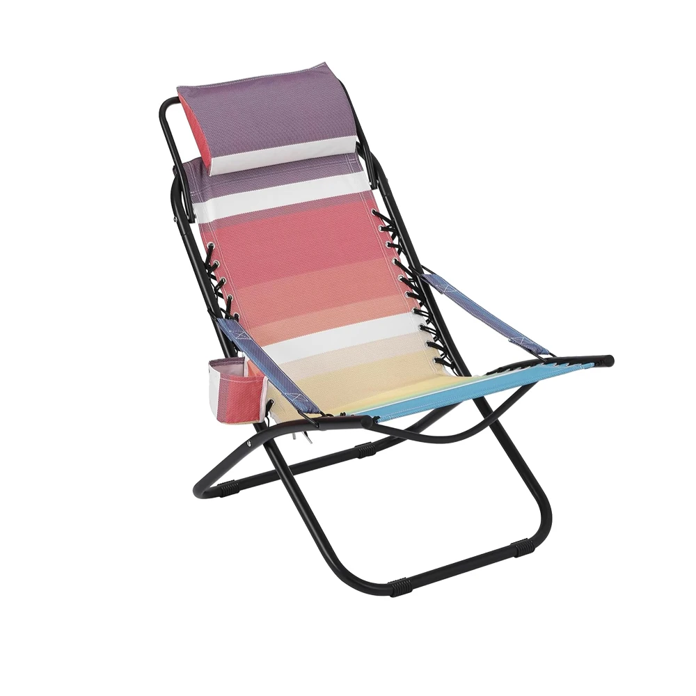 كرسي تخييم قابل للطي مع دعم للرأس، كرسي شاطئ مدمج ومحمول ومستقر، كراسي حديقة قابلة للطي للتخييم في الهواء الطلق والسفر