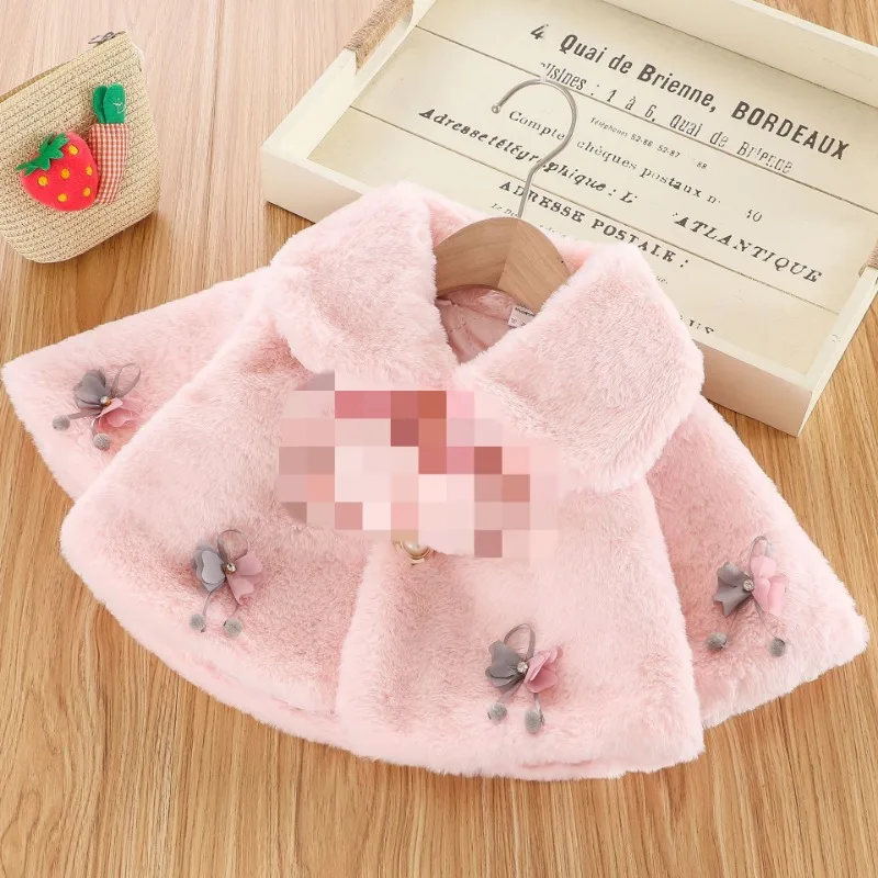 Autumn and Winter Baby Princess Flowers Fashion Little Children\'s Clothing Warm Sweet Cute Short Cape