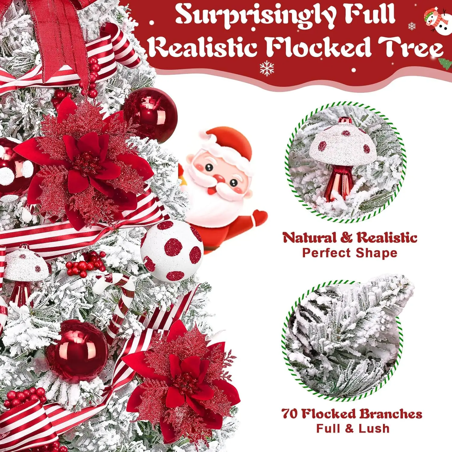 شجرة عيد الميلاد المتدفقة المضاءة مسبقًا بطول 2 أقدام مع زينة للعطلات الداخلية الصغيرة