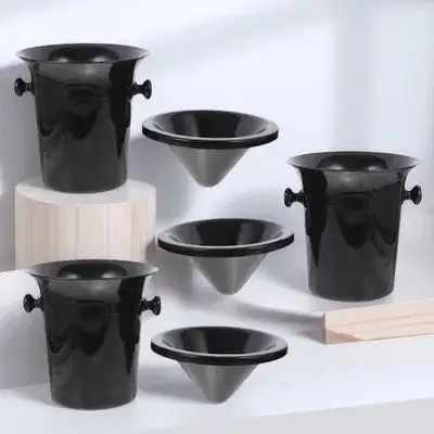 

3pcs Plastic Double Ears Round Wine Tasting Spittoon Ice Bucket Black Premium Beverage Tub For Bar Party Cellar Wine Cooler