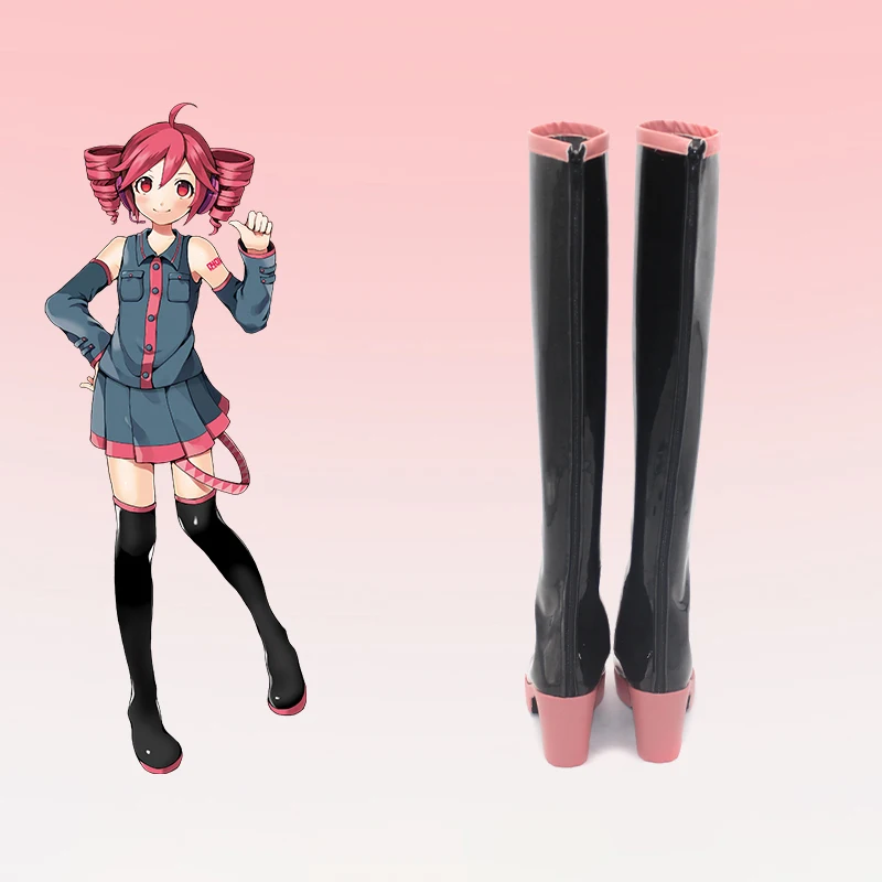 Teto Cosplay Schoenen Anime Miku Zwarte Kunstleren Laarzen Voor Vrouwen Let op Schoenen Hoogte En Kuitomtrek