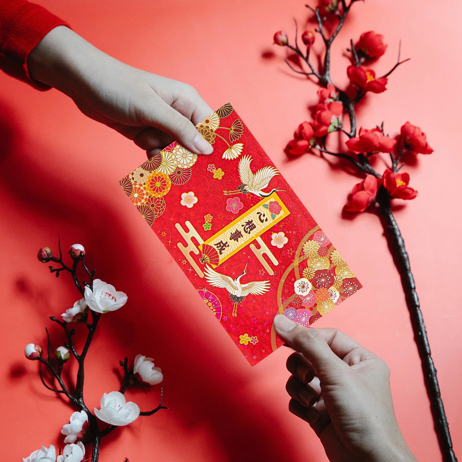

12 Pcs Thick Paper Red Envelopes Lucky Money Pouches Chinese Hongbao Spring Festival Gifts Prosperity Blessings Cartoon Patterns