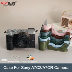 Camera Base for Sony A7CII A7C2 A7C MarkII A7CR Camera Cover Baseplate Protector Half Case with Shoulder Neck Strap Pouch Bag