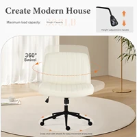 JHK Armless Cross Office Chairs with Wheels PU Leather Swivel Living Room Desk Chair Height Adjustable Support Seat Furniture 5