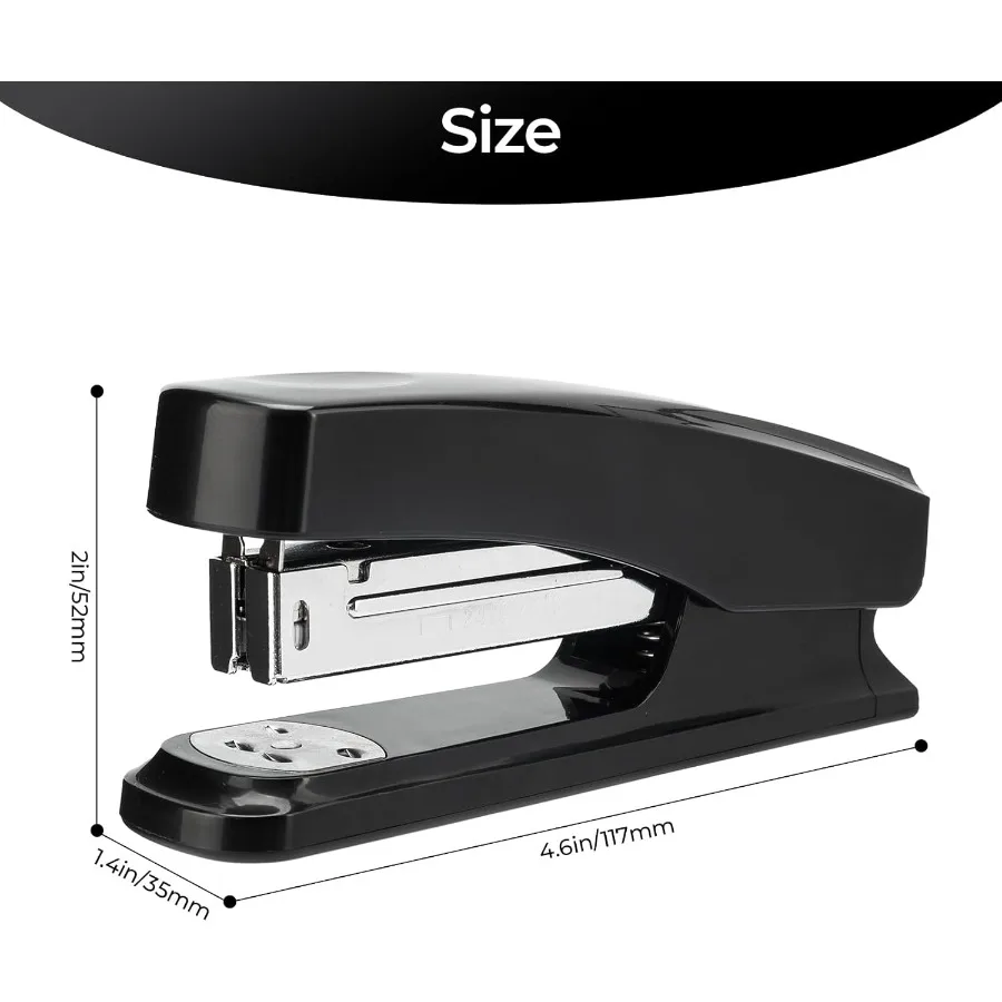 Desktop Stapler with 100 Staples and Remover 25 Sheet Capacity Two Binding Modes Basic Stapler for Office School Home Black
