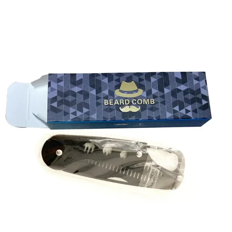 1pc Stainless Steel Folding Comb Men Beard Styling Combs Anti Static Portable Mustache Comb Multifunctional Hairdressing Tools