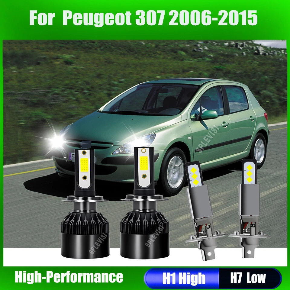 

H1 H7 Led White Xenon 6500k Headlights No dark spots, no shadows 120W/Pair For Peugeot 307 2006 2007 2008 2009 2010 2011-2015