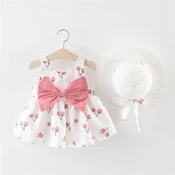 Baby Girl Summer Cherry Dress 1-3 Years Old Baby Camisole Dress Girl Dress Trendy Gift Hat