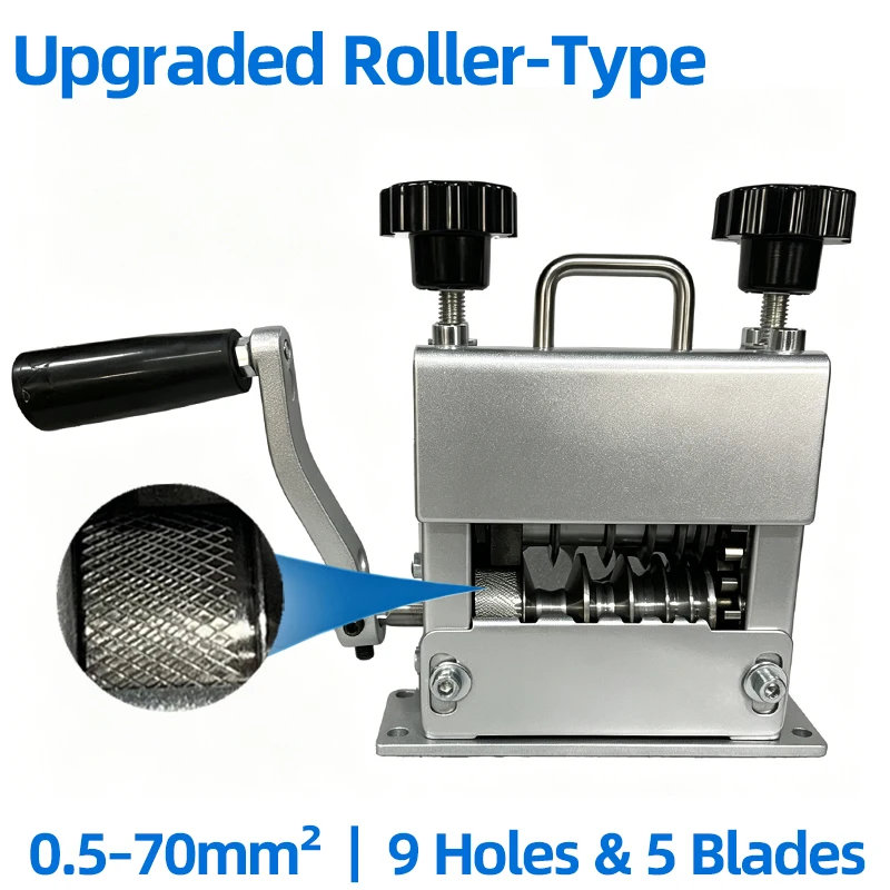 Manual Wire Stripping Machine with 6 Channels & 5 Blades Portable Aluminum Frame Wire Peeler for Scrap Copper Recycling 1-17mm