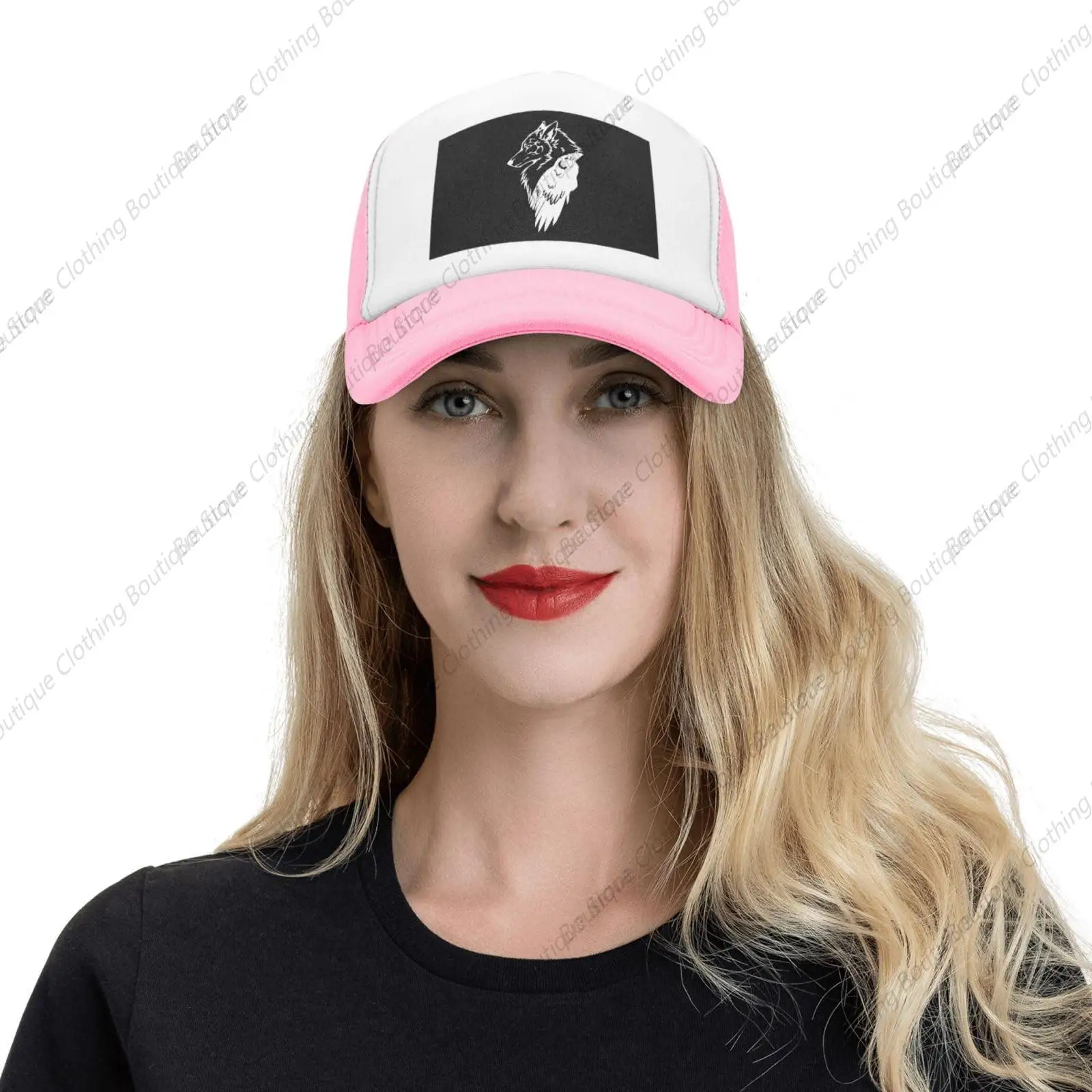 Odin Wikinger Norse Wolf Trucker Hut-Mesh Baseball Snapback Cap für Männer oder Frauen im Freien rosa