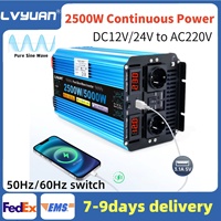 LVYUAN Inverter DC12V  DC24V to AC220V 2500W/5000W Powerful Pure Sine Wave EU Socket&Universal Inversor Socket For Motor home