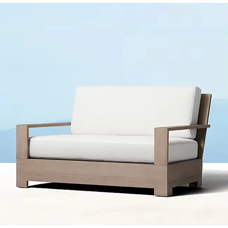 

Садовая мебель для отдыха у бассейна: двухместный диван-софа из массива тикового дерева для отелей и курортов