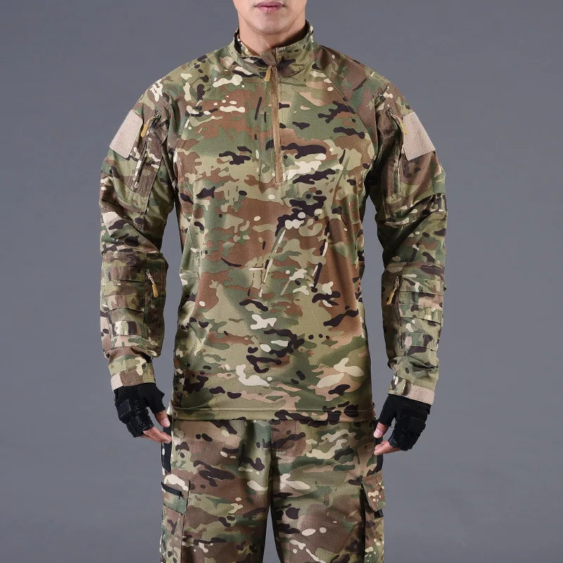 

Quick-Dry Summer Combat Shirt, G3 Tactical Frog Suit Top with CP Camouflage, Breathable Outdoor Training Uniform For Men