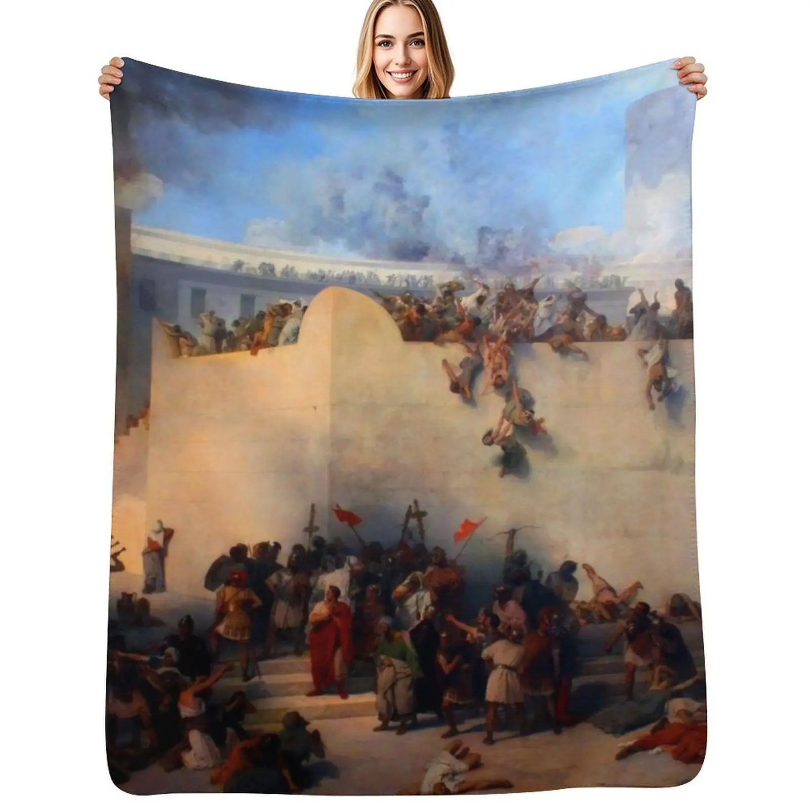 

Destruction of Temple of Jerusalem - Francesco Hayez Throw Blanket Decorative Soft Throw Blanket for Couch Sofa
