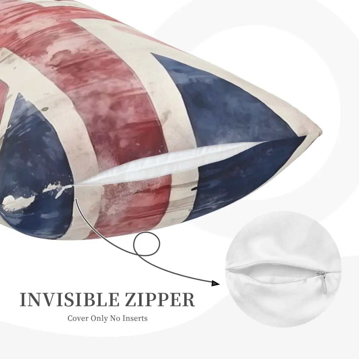 Watercolor Union Jack British Flag Print Rectangle Pillowcase Cushion Cover Decorative Bedroom Bed Home Comfort Throw Pillow