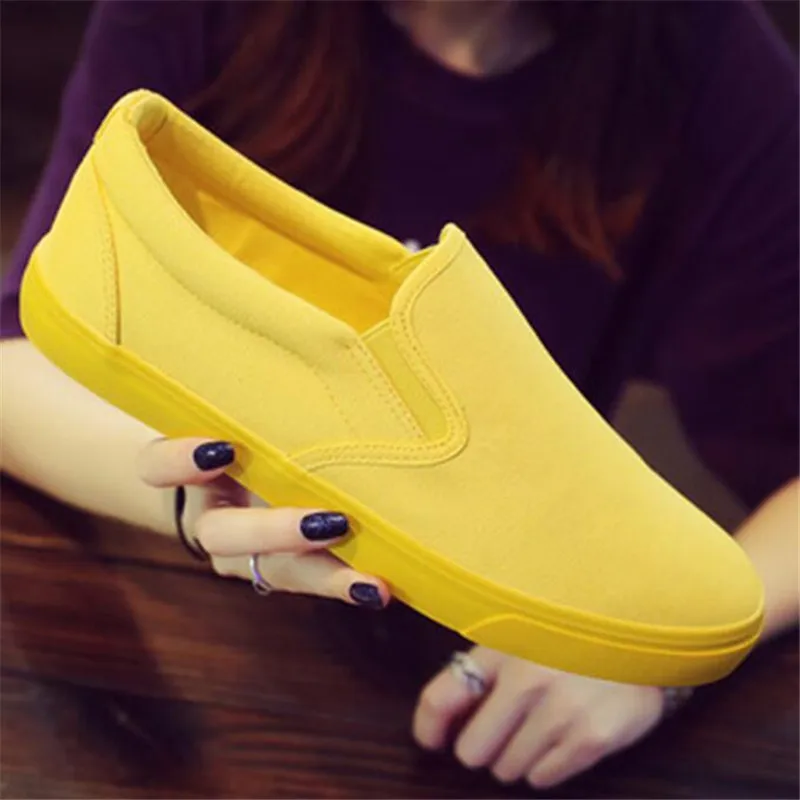 2023 Men and Women Breathable Canvas Casual Shoes Student Loafers Shoes Unisex Fashion Flat Sneaker Orange Yellow Green Footwear