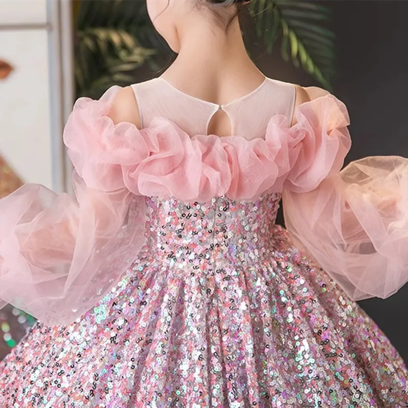 Teenmiro Evening Dresses for Kids Children\'s Dress Girl Party Luxury Ball Gowns Infants Princess Sequins Costumes for Banquet