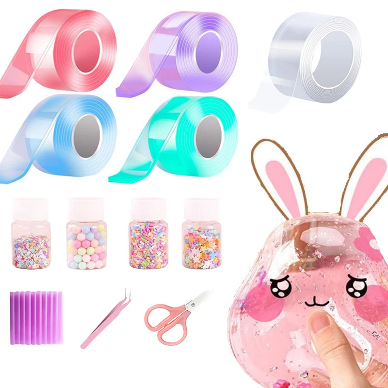 

Nano Glue Kneading Music Blowing Bubble Full Set Of Nano Tape Double-Sided Paste Blowing Bubble Decompression Toys Gift For Kids