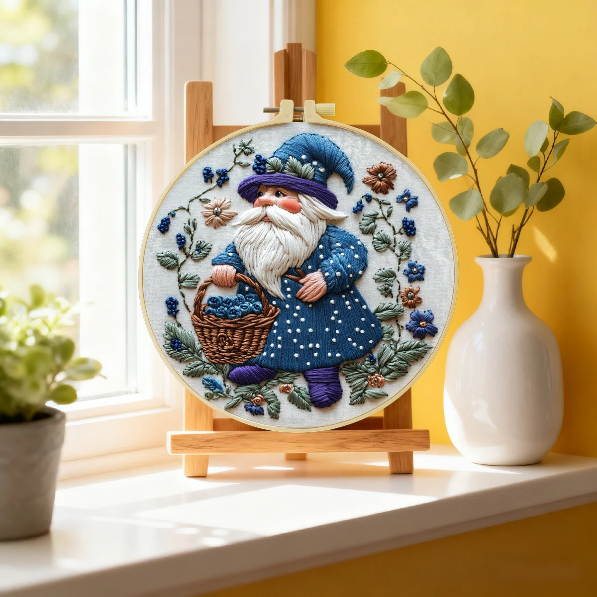 1 Stück 20X20CM/15X15CM 7,87/6,3 Zoll Ein alter Mann beim Blumenpflücken Stickerei-Starter-Kit DIY-Kit DIY-Stickerei-Kit Handarbeiten – Detail 3