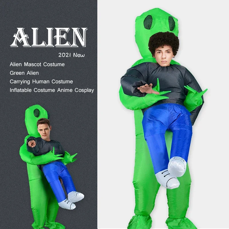 alien Mascot costume Green Carrying Human Adult Inflatable Anime Cosplay For Man Women Halloween