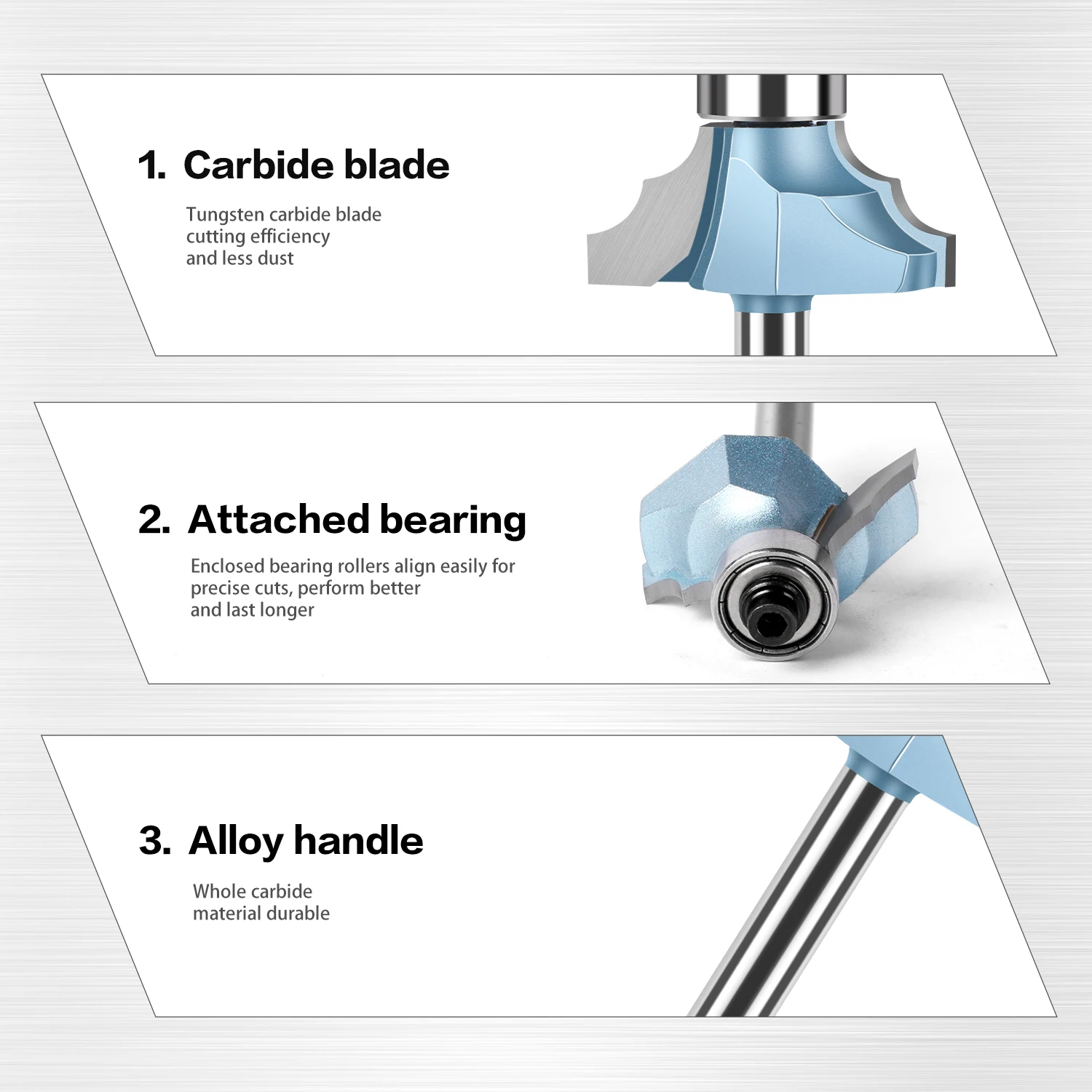 8mm 1/4in Shank Moulding Bit With Bearing Carbide Router Bit Door Handrail Line Tenon Cutter Woodworking Tools